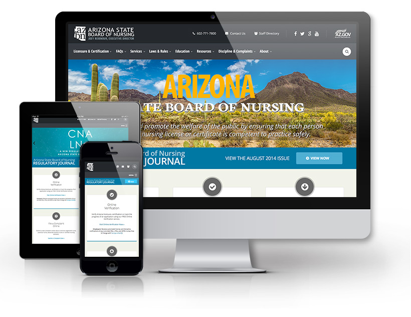 Arizona State Board of Nursing Website Mockups