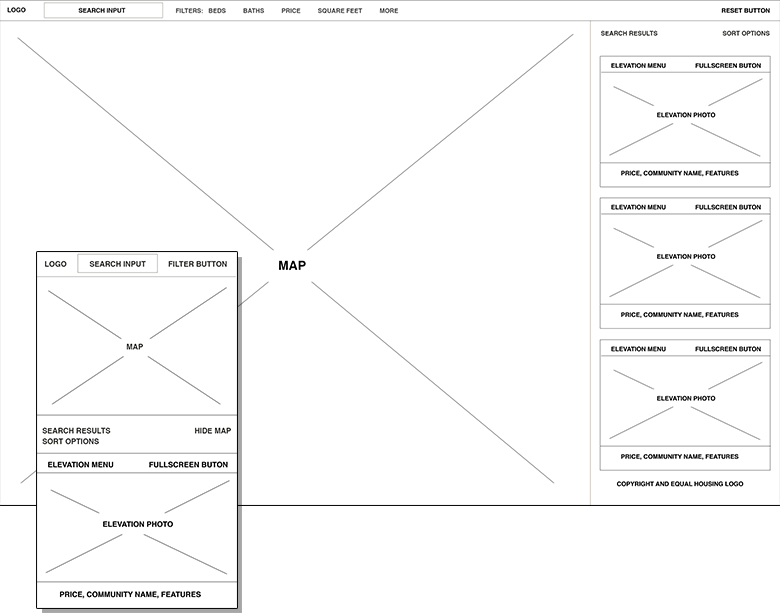 CalAtlantic Homes Community Search Wireframe