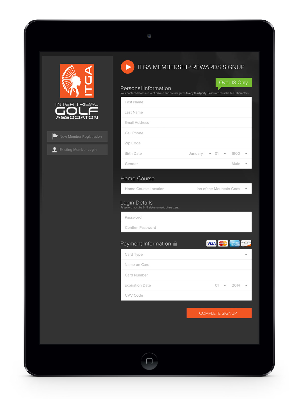 ITGA iPad Application Mockup