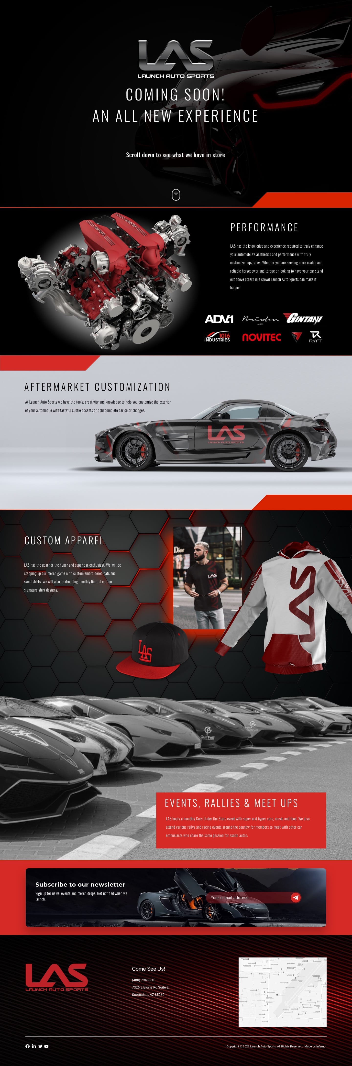 Launch Auto Sports Coming Soon Page Mockup